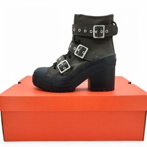Converses Chuck 70 De Luxe Heel Boots Womens 7.5 Leather Buckle Biker NEW in Box